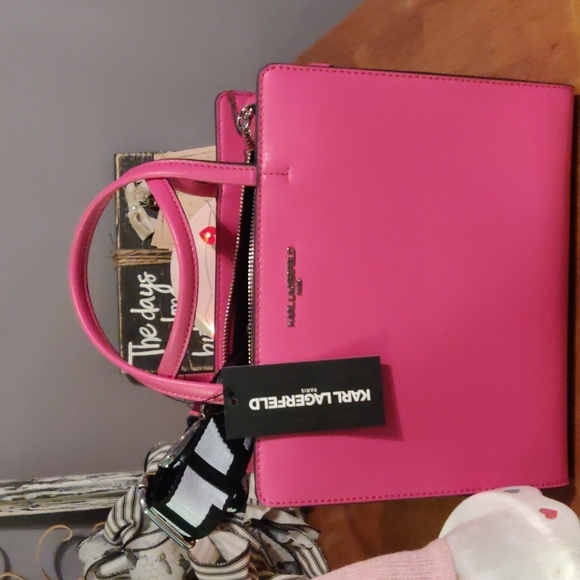 KARL LAGERFELD PARIS, Maybelle Small Crossbody Satchel, NWT, PINK - Picture 3 of 11